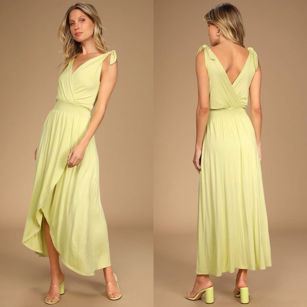 NWT Lulus Sweet and Serene Pale Green Tie-Strap High-Low Dress